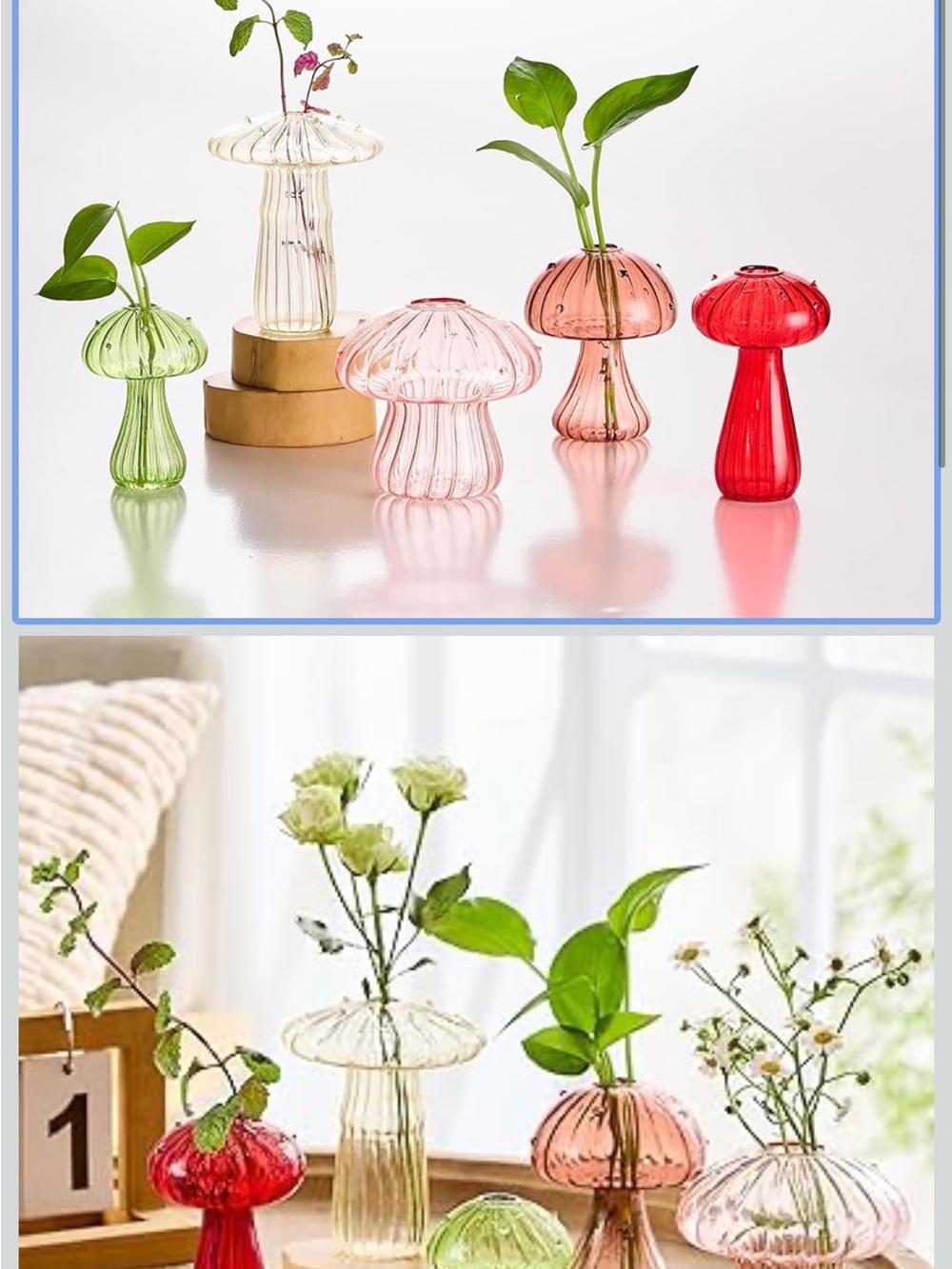🫐 3/$25 SALE- Mushroom shaped Vases / Propagation glasses - Assorted NIB